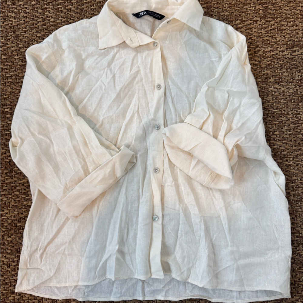 Zara Off-White Linen Shirt